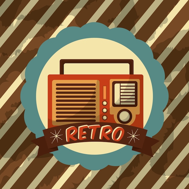 Vetor emblema de dispositivo de música áudio rádio vintage retrô