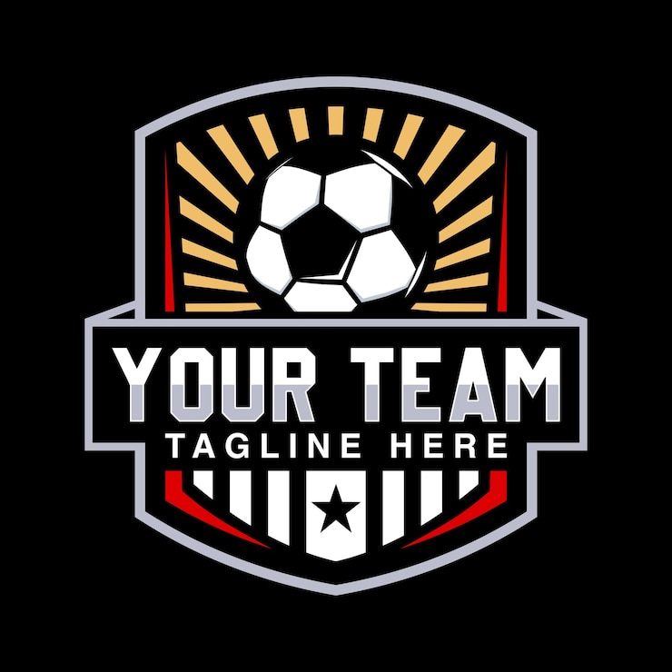 Vetor emblema de distintivo vintage logotipo da liga do clube de futebol com escudo e ícone de conceito de bola