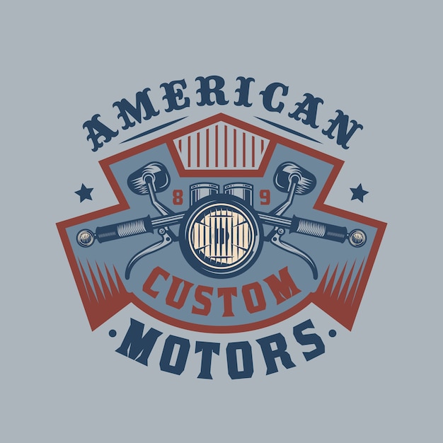 Vetor emblema de emblema vintage de motocicleta personalizado americano