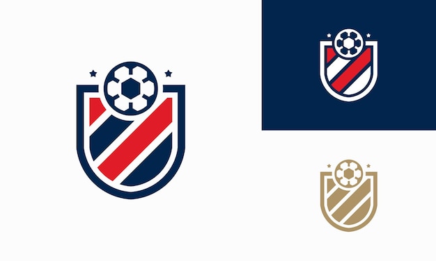 Emblema de futebol com designs de logotipo de escudo, modelo de logotipo de emblema de futebol