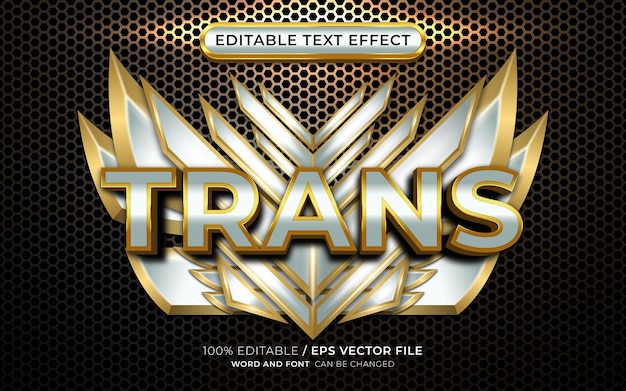 Emblema de jogo trans 3d com efeito de texto editável