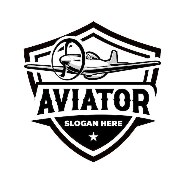 Emblema de logotipo de aviador clássico premium. vetor de aviões de avião de guerra isolado