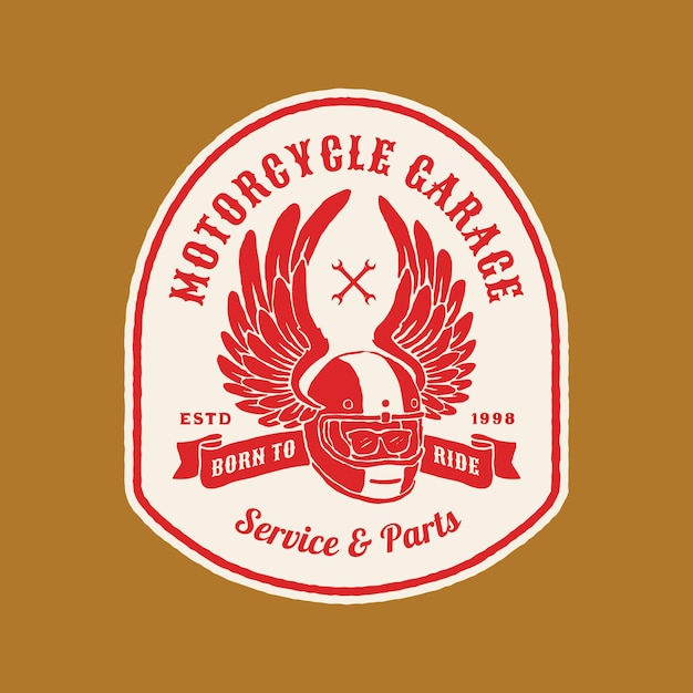 Emblema de logotipo de garagem de motocicleta vintage vetor feito à mão
