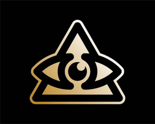 Vetor emblema de luxo etiqueta olho illuminati pirâmide oculto maçônico esotérico místico vetor dourado design de logotipo