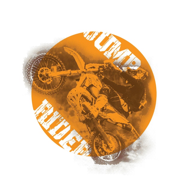 Emblema de motocross ilustração em vetor efeito grunge