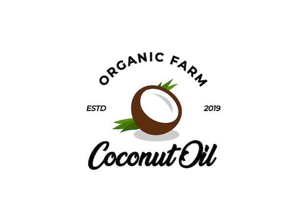 Emblema de óleo de coco de produto natural