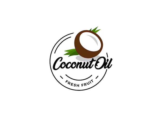 Vetor emblema de óleo de coco de produto natural