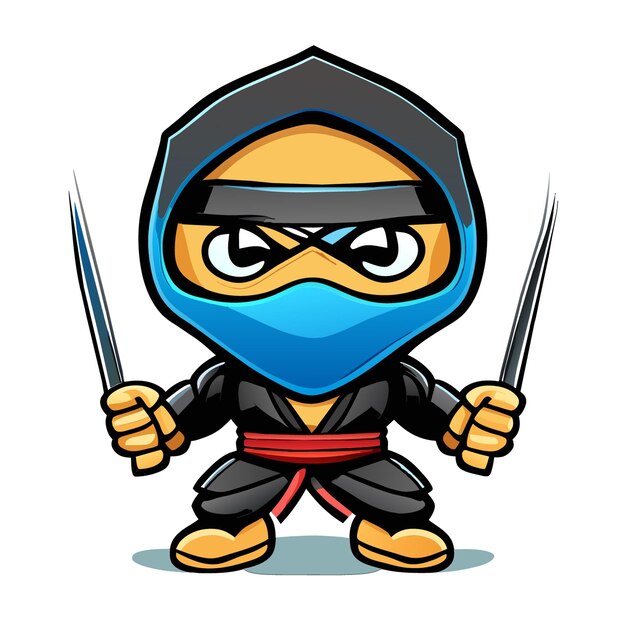 Vetor emblema de personagem mascote ninja para design digital