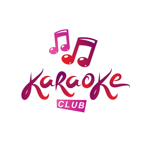 Vetor emblema de vetor de clube de karaokê criado usando notas musicais, elementos de design para panfletos de clube de karaokê.