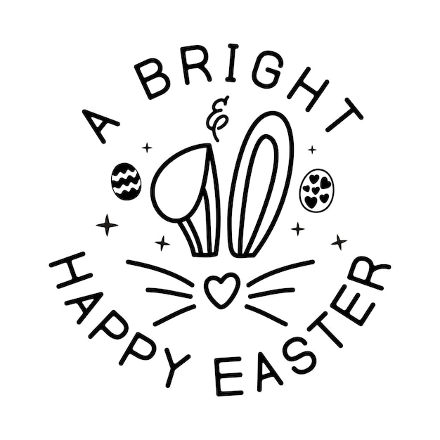 Emblema de vetor feliz páscoa com coelho e ovos decorados