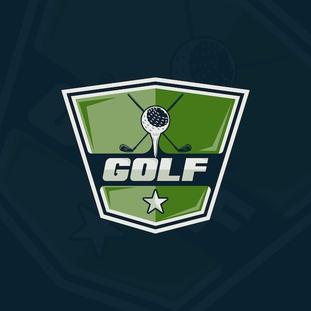 Vetor emblema do clube de golfe logotipo ilustração vetorial modelo ícone design gráfico bastão e bola de esporte sinal