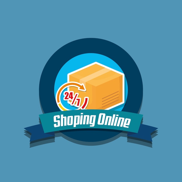 Vetor emblema do conceito de compras on-line