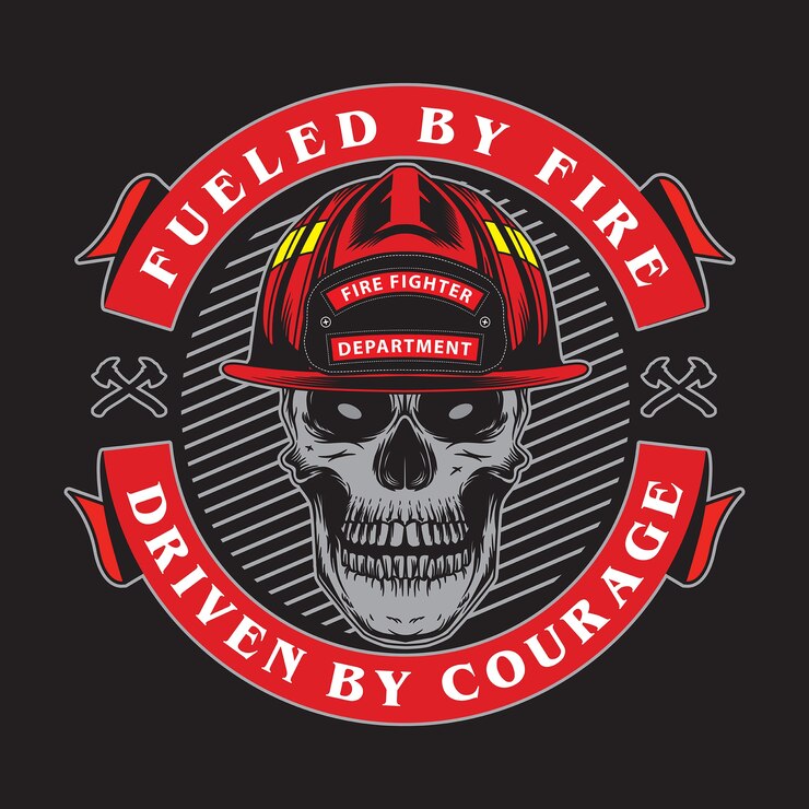 Vetor emblema do crânio de bombeiro