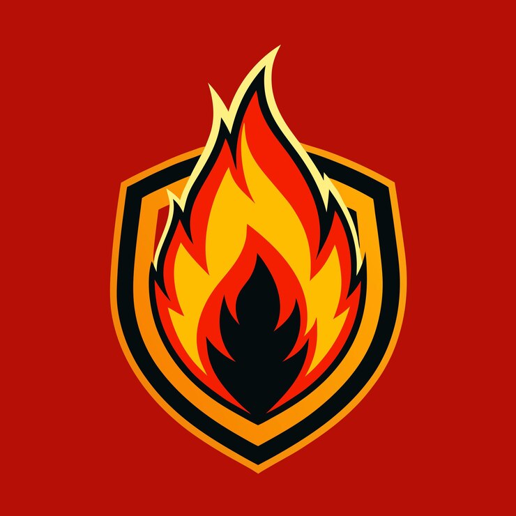 Vetor emblema do escudo de fogo