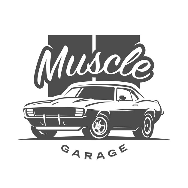 Vetor emblema do logo estampado american muscle garage retro