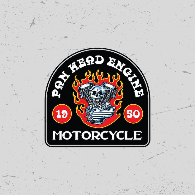 Vetor emblema do logotipo da motocicleta de incêndio do motor com estilo retro vintage