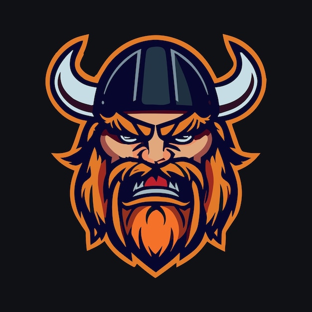 Emblema do logotipo do esporte viking ilustração vetorial mascote de hóquei em futebol design de logotipo de guerreiro nórdico