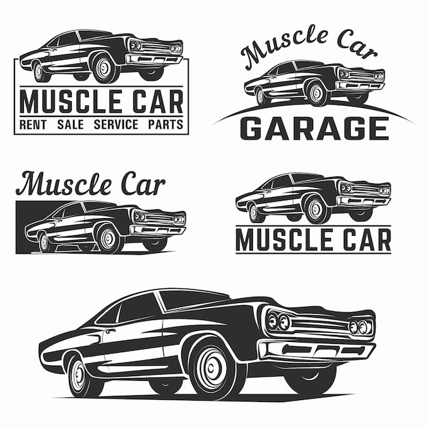 Vetor emblema do logotipo do vetor clássico do muscle car