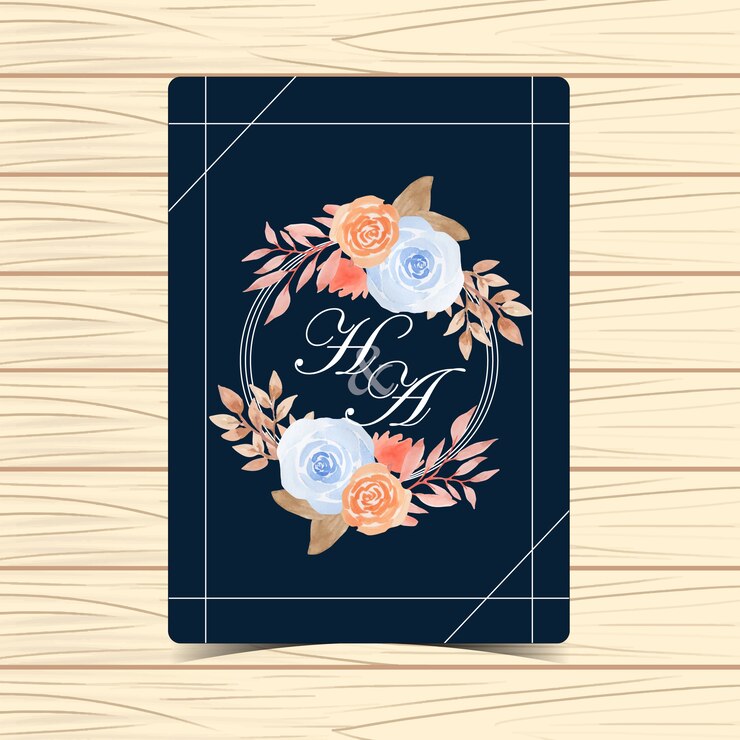 Vetor emblema floral do casamento do outono