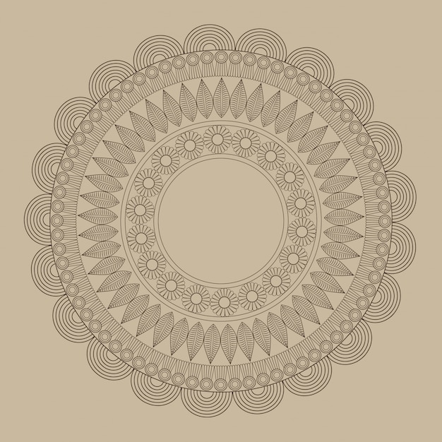 Emblema indiano de mandala marrom