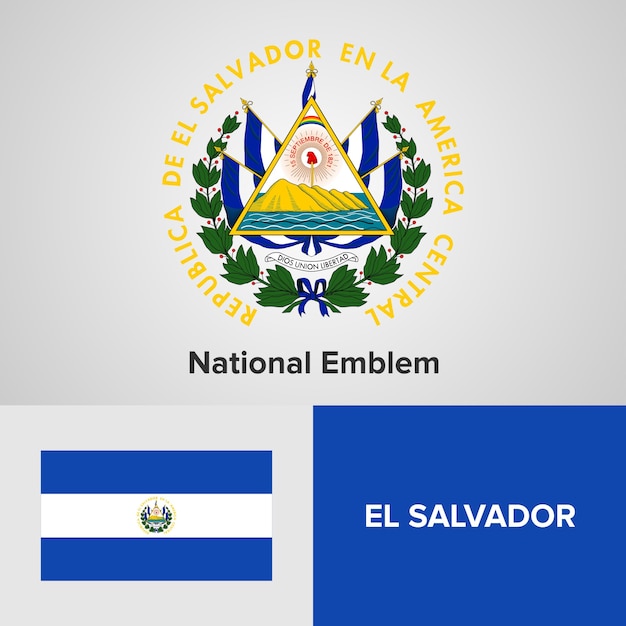 Emblema nacional e bandeira de el salvador