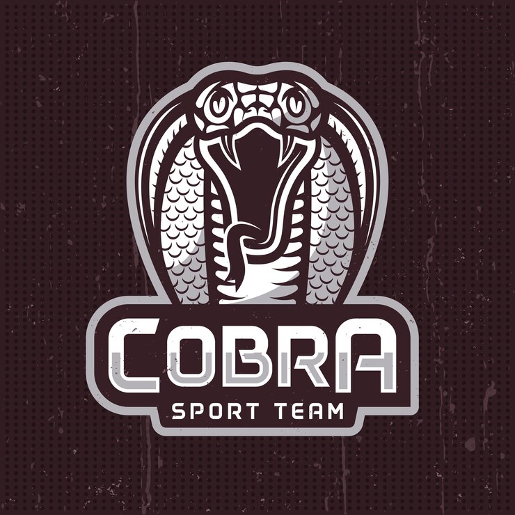 Vetor emblema ou logotipo do rosto da cobra para equipes esportivas com o texto do título