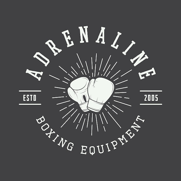 Emblema ou rótulo de logotipo de boxe e artes marciais em estilo vintage ilustração vetorial