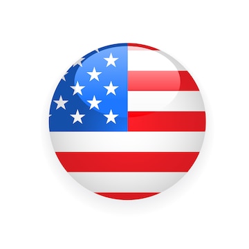 Emblema redonda com bandeira do eua em fundo branco | Vetor Premium