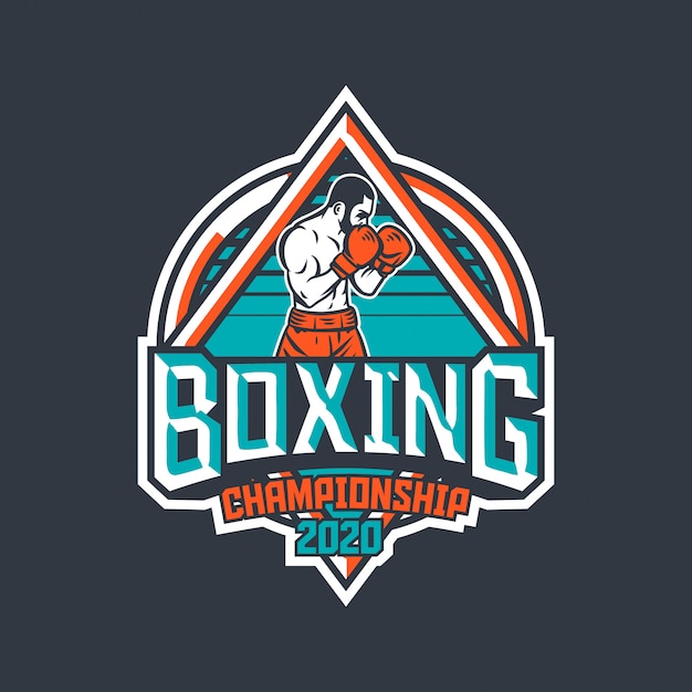 Emblema retrô de campeonato de boxe