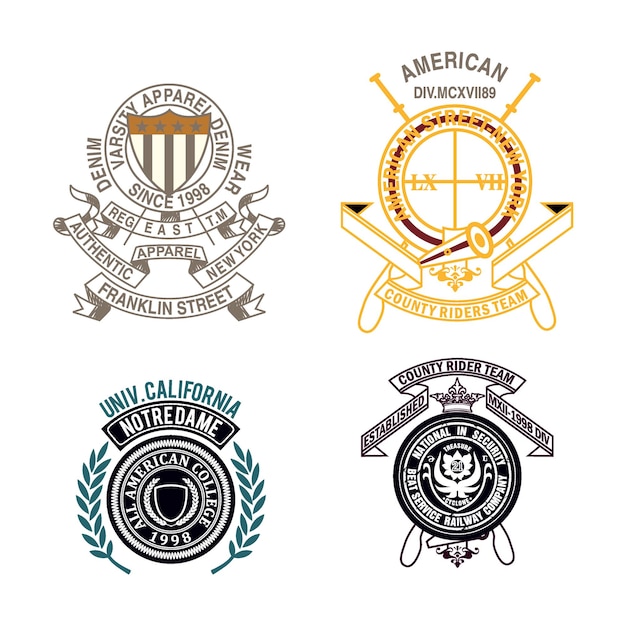 Emblema vetorial de design para homens de camiseta impressa e bordados.