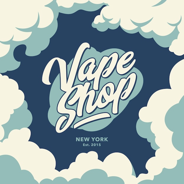 Vetor emblema vetorial vape shop