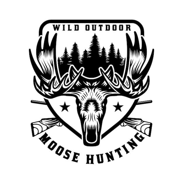 Emblema vintage wild moose caça e aventura emblema