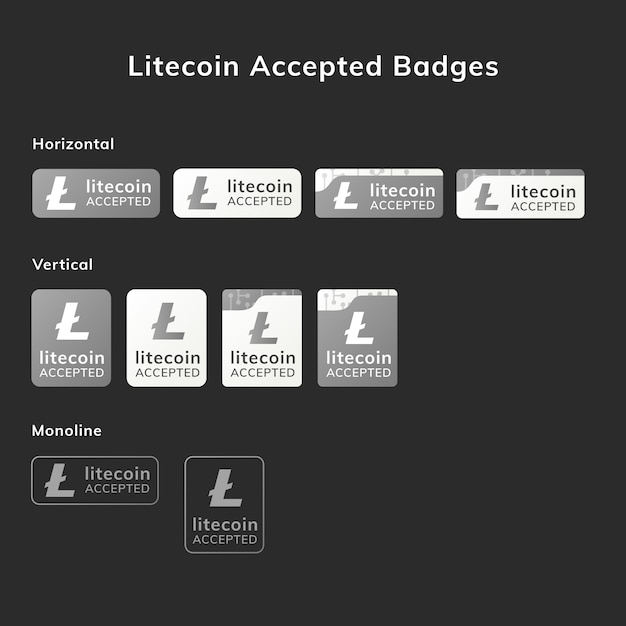 Vetor emblemas aceitos litecoin