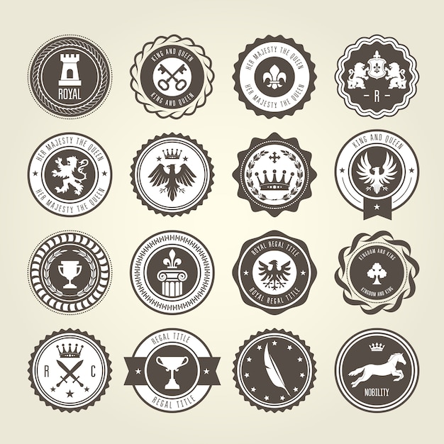 Emblemas, brasões e emblemas heráldicos - etiquetas redondas