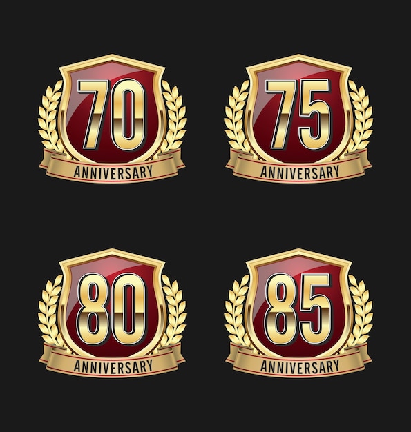 Emblemas de aniversário. Conjunto de quatro emblemas de aniversário de luxo.