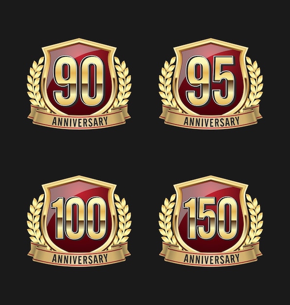Emblemas de aniversário. Conjunto de quatro emblemas de aniversário de luxo.