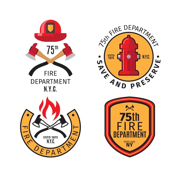 Emblemas de bombeiro e distintivos do corpo de bombeiros