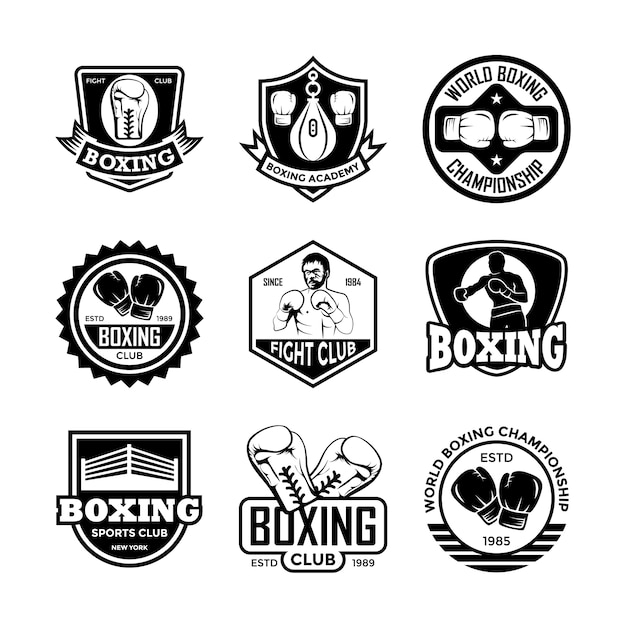 Vetor emblemas de boxe