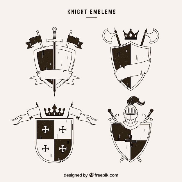 Emblemas de cavaleiros com fitas