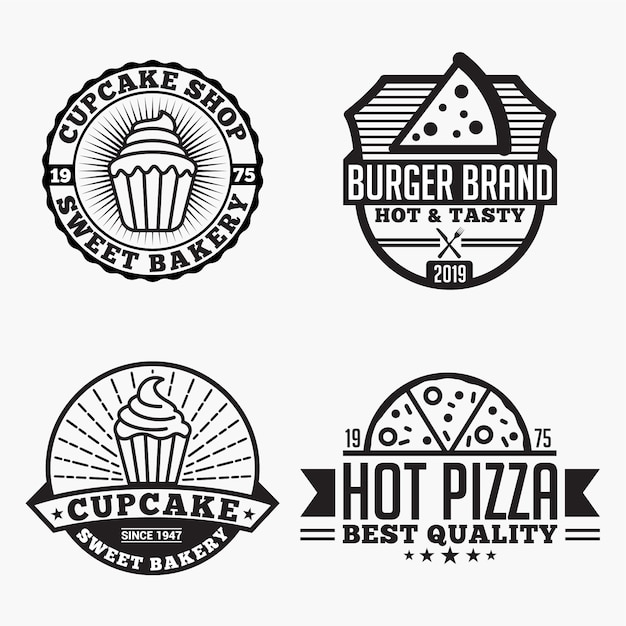 Emblemas de logotipos de cupcake de pizza