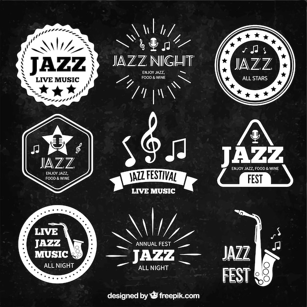 Emblemas de música jazz retro