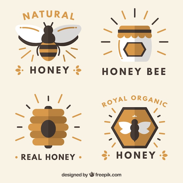 Emblemas do divertimento estilo plano para o mel