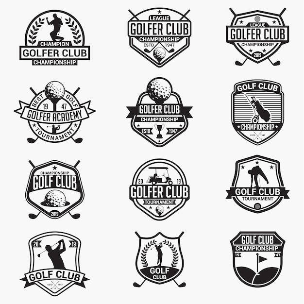 Vetor emblemas e logotipos do clube de golfe