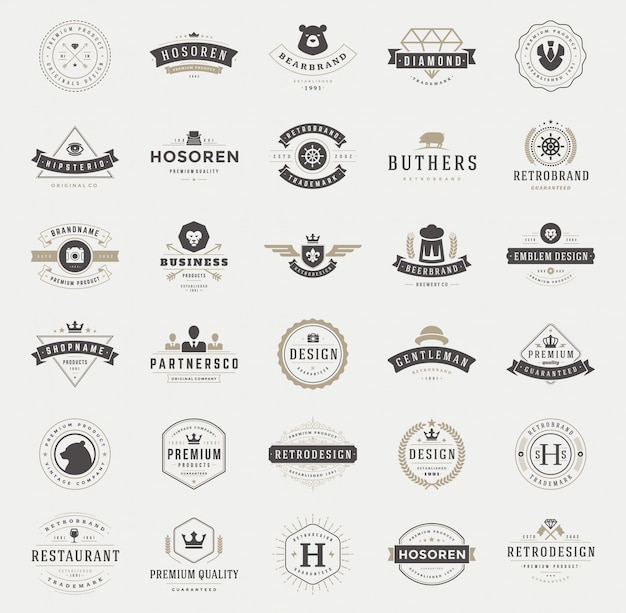 Emblemas e logotipos vintage retrô conjunto typopgraphic