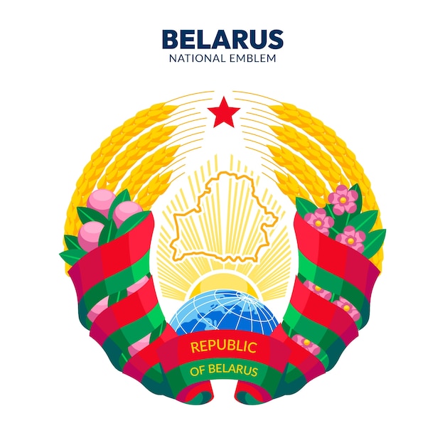 Emblemas nacionais da bielorrússia design plano