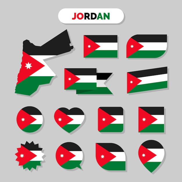 Vetor emblemas nacionais da jordânia de design plano