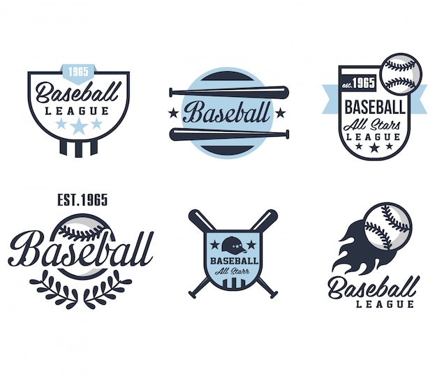 Emblemas ou distintivos de beisebol com vários modelos