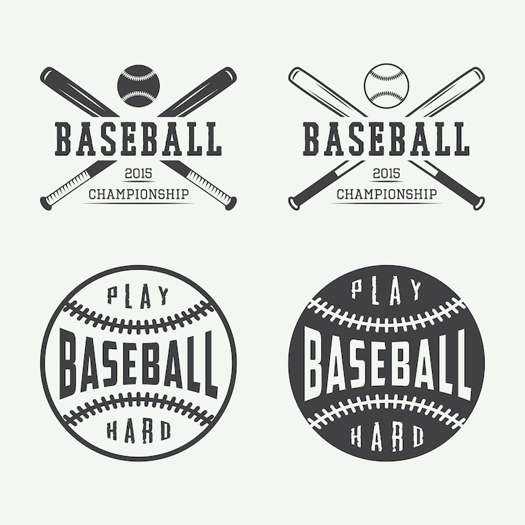 Vetor emblemas vintage de beisebol, emblemas