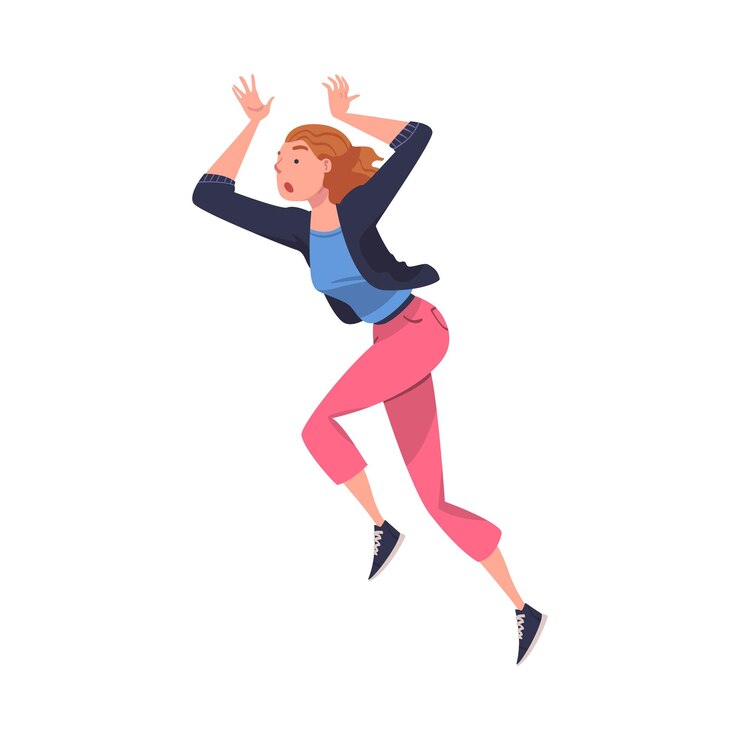 Vetor emergência de incêndio com mulher escapando salvando a vida quando ilustração do vetor de fumaça