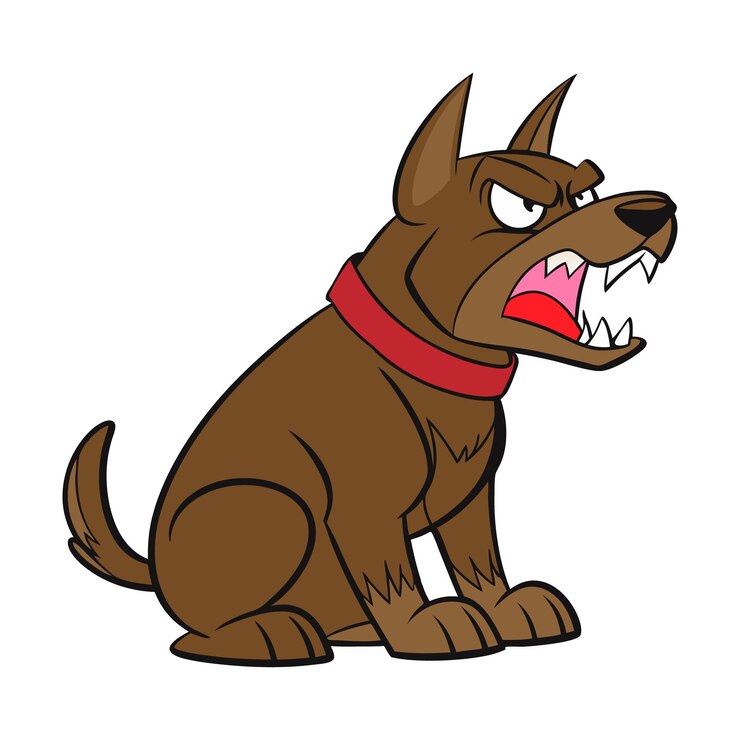 Vetor emoção e expressão de cão zangado